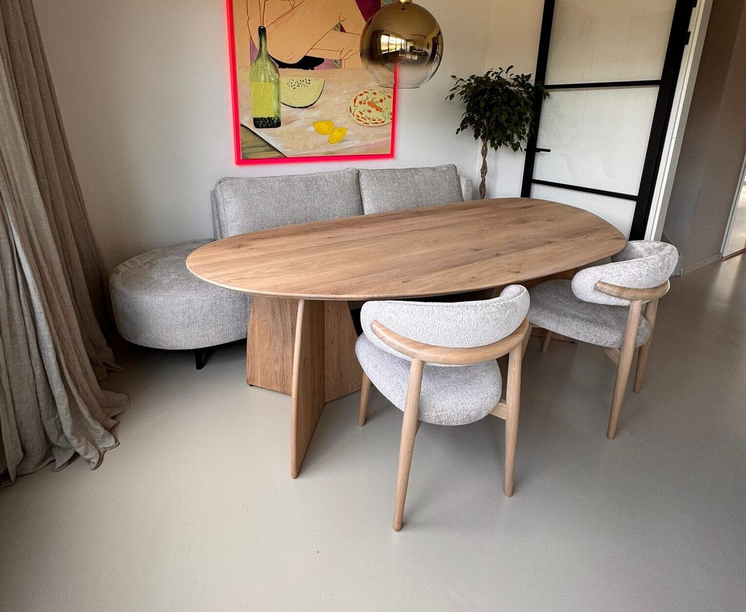 Organische eikenhouten eettafel Lunua