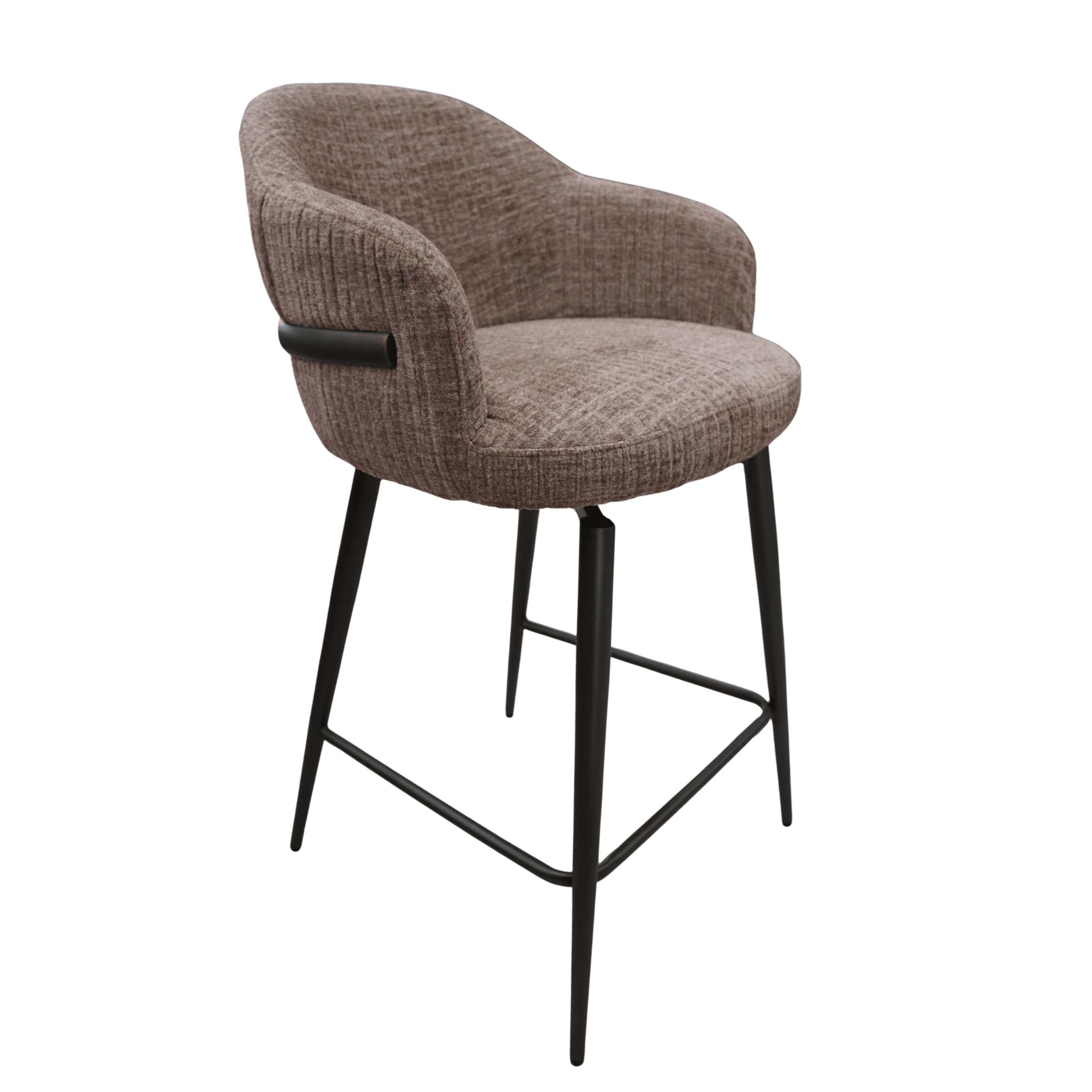 Barstoel New York in stof Jasper Beige 170 met armleuningen en Jupiter-onderstel, foto 1